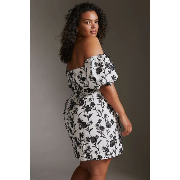 Anthropologie - Sabrina Puff-Sleeve Applique Mini Dress size 12 - Picture 1 of 15